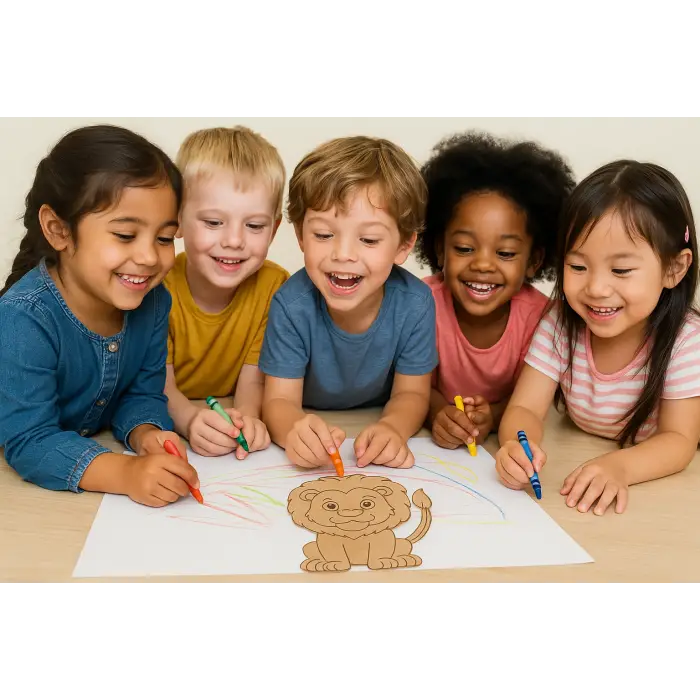 Sevimli Aslan Ahşap Boyama Figürü – Okul Öncesi DIY Etkinlik ve Sanat Aktivitesi