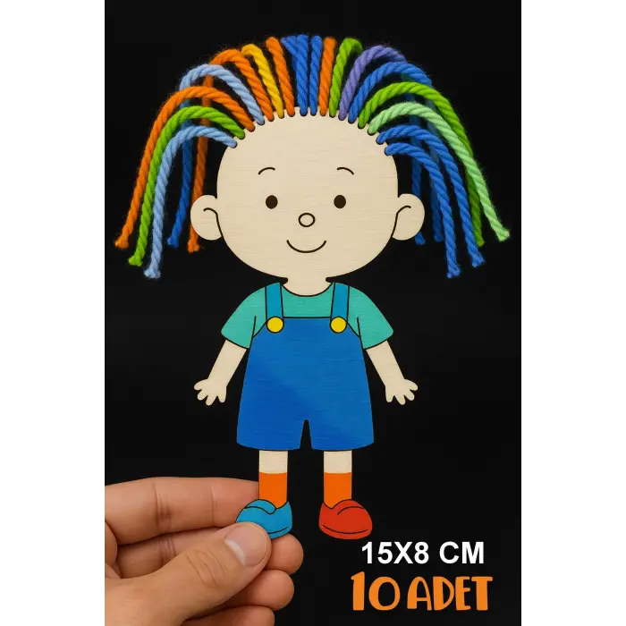 Sevimli Erkek Renkli Ahşap Boyama – Okul Öncesi DIY Etkinlik ve Sanat Aktivitesi