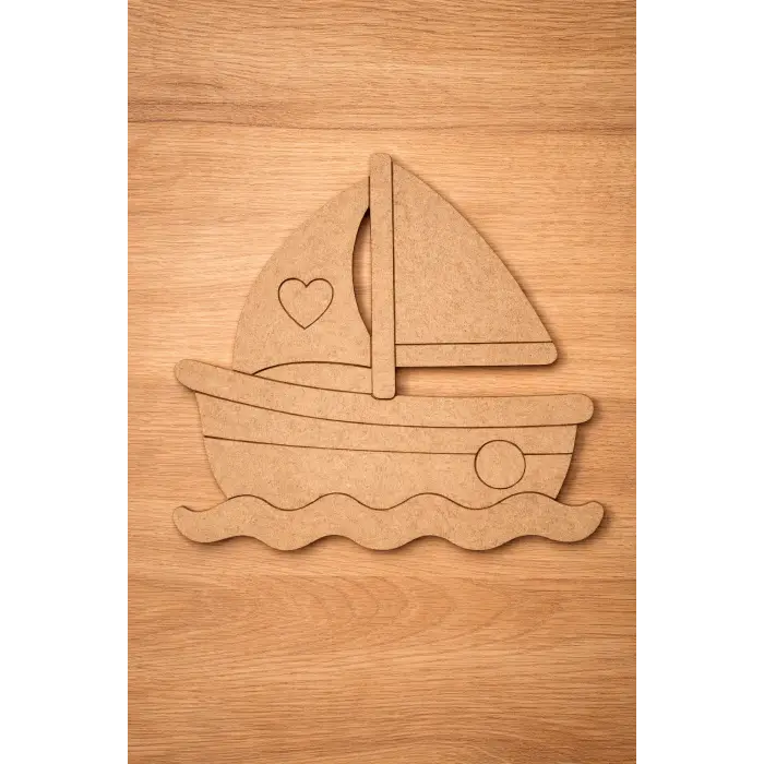 Sevimli Gemi Ahşap Boyama Aktivite Sanat 15 cm x 14 cm