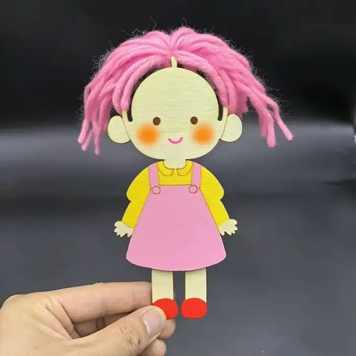 Sevimli Kız Renkli Ahşap Boyama – Okul Öncesi DIY Etkinlik ve Sanat Aktivitesi 1 adet