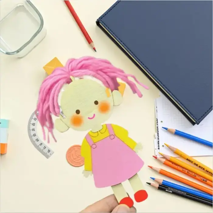Sevimli Kız Renkli Ahşap Boyama – Okul Öncesi DIY Etkinlik ve Sanat Aktivitesi 1 adet