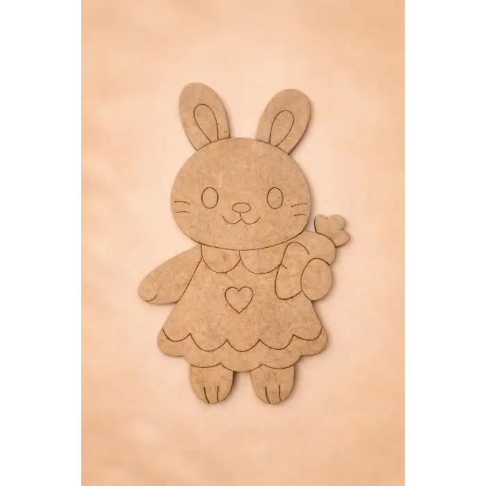 Sevimli Tavşan Ahşap Boyama 15 cm x 10 cm