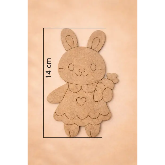 Sevimli Tavşan Ahşap Boyama 15 cm x 10 cm
