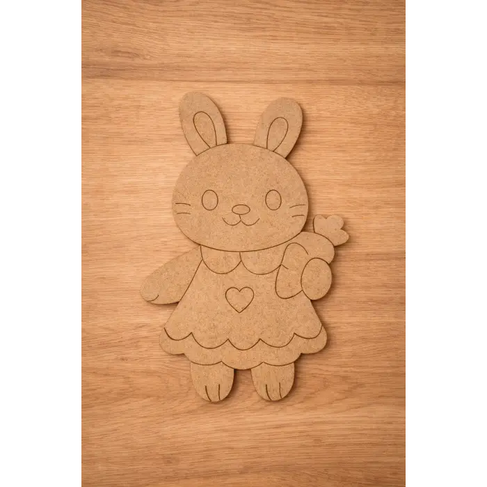 Sevimli Tavşan Ahşap Boyama 15 cm x 10 cm