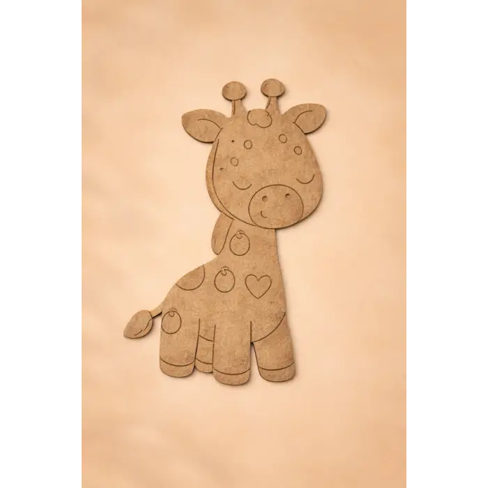 Sevimli Zürafa Ahşap Boyama Okul Etkinlik Aktivite 15 cm x 9 cm