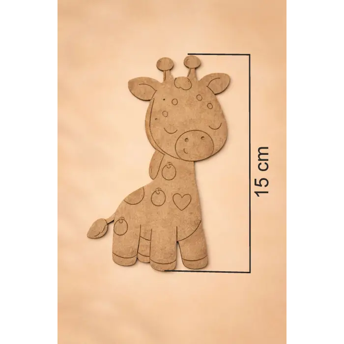 Sevimli Zürafa Ahşap Boyama Okul Etkinlik Aktivite 15 cm x 9 cm