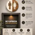 Ahşap WC Kapı Tabelası 15 cm | Erkek Kadın Tuvalet Yönlendirme Levhası