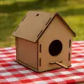Boyanabilir Ahşap Kuş Evi - 10x10x13 cm | 3 mm Ham Mdf (Demonte)