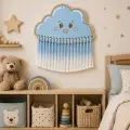 Boyanabilir MDF Bulut İp Geçirme Aktivite Oyuncağı Montessori El Becerisi ve Çocuk Odası Duvar Süsü