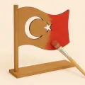 Boyanabilir Türk Bayrağı Standlı Ahşap Oyuncak Etkinlik Aktivite 1 Ad