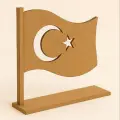 Boyanabilir Türk Bayrağı Standlı Ahşap Oyuncak Etkinlik Aktivite 1 Ad