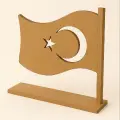 Boyanabilir Türk Bayrağı Standlı Ahşap Oyuncak Etkinlik Aktivite 1 Ad