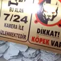 Dikkat Köpek Bulunmaktadır Alan 7/24 Kamera ile İzlenmektedir Metal Uyarı Levhası