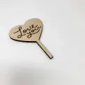 Kalp Dekorlu Love You yazılı Ahşap Saksı Yazısı Süs 10 adet