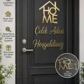 Kişiye Özel Gold ve Gümüş Aynalı Pleksi Kapı Süsü - İsimli HOME ve Hoşgeldiniz Yazılı 3lü Duvar Dekoru Seti