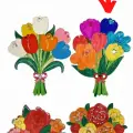 Lale Buketleri 4lü Set Ahşap Boyama Oyuncak Aktivite Etkinlik Sanat