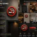 Premium Ahşap Pleksi Sigara İçilmez Tabelası 15 cm | Vidasız Montajlı Dekoratif Levha