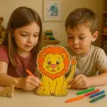 Sevimli Aslan Ahşap Boyama Figürü – Okul Öncesi DIY Etkinlik ve Sanat Aktivitesi