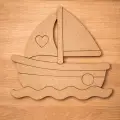 Sevimli Gemi Ahşap Boyama Aktivite Sanat 15 cm x 14 cm