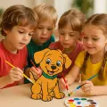 Sevimli Köpek Ahşap Boyama Figürü – Okul Öncesi DIY Etkinlik ve Sanat Aktivitesi