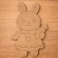 Sevimli Tavşan Ahşap Boyama 15 cm x 10 cm