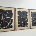Tropikal Yapraklar Dekorlu Duvar Tablosu 45x25 3 Adet