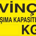 Vinç Taşıma Kapasitesi ... Kg İş Güvenliği Uyarı Levhası