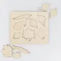 Yaprak Dekorlu Çocuklar Için Ahşap Figürlü Eğitici-öğretici Yapboz Puzzle