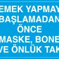 Yemek Yapmaya Başlamadan Önce Maske Bone ve Önlük Tak Levhası
