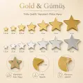 Yıldız Kendinden Yapışkanlı Pleksi Mozaik Ayna – Gold ve Gümüş, 1,5–6 cm
