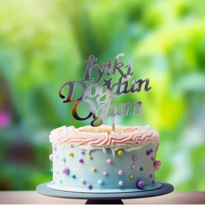 İyiki Doğdun Oğlum Yazılı Pleksi Pasta Süsü