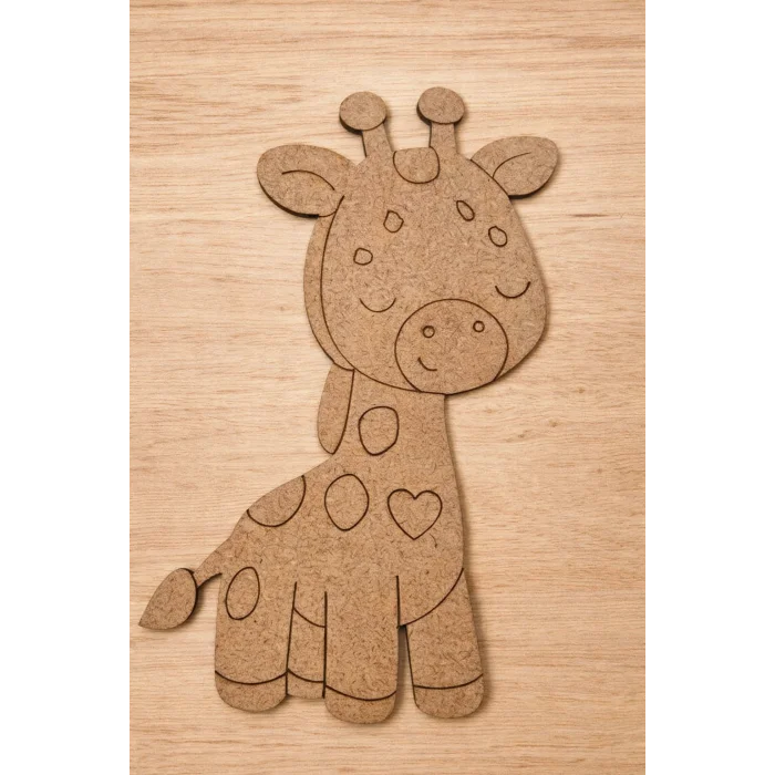 Sevimli Zürafa Ahşap Boyama Okul Etkinlik Aktivite 15 cm x 9 cm