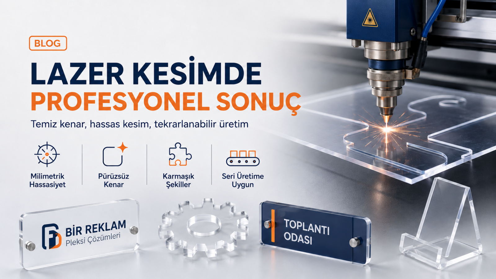 Profesyonel lazer makinesi ile şeffaf pleksi kesimi ve örnek pleksi ürünler