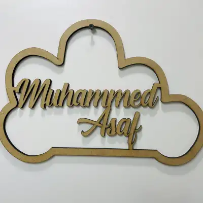Ahşap İsimli Bulut Mdf Lazer Kesim