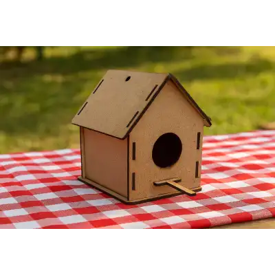 Boyanabilir Ahşap Kuş Evi - 10x10x13 cm | 3 mm Ham Mdf (Demonte)