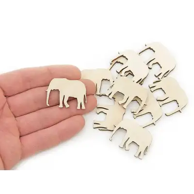Dekoratif Ahşap Fil Figürü Süsü 5x5 cm 50 Adet