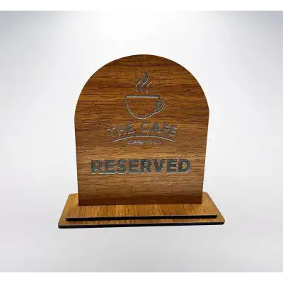 Kafe Restoran Ahşap Masaüstü Rezerve Yazısı