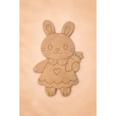 Sevimli Tavşan Ahşap Boyama 15 cm x 10 cm