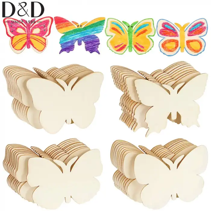 Boyanabilir Ahşap Kelebek 6x6 Cm 100 Adet