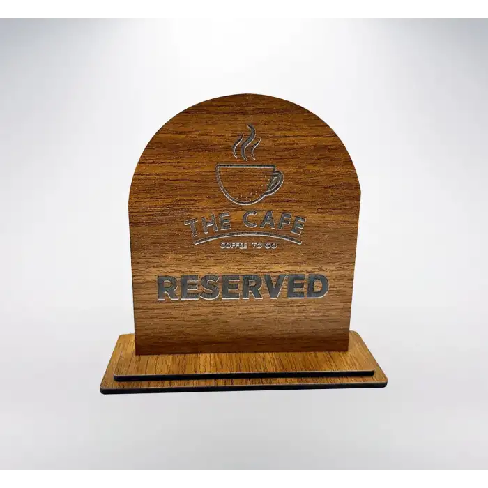Kafe Restoran Ahşap Masaüstü Rezerve Yazısı