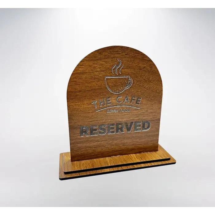 Kafe Restoran Ahşap Masaüstü Rezerve Yazısı