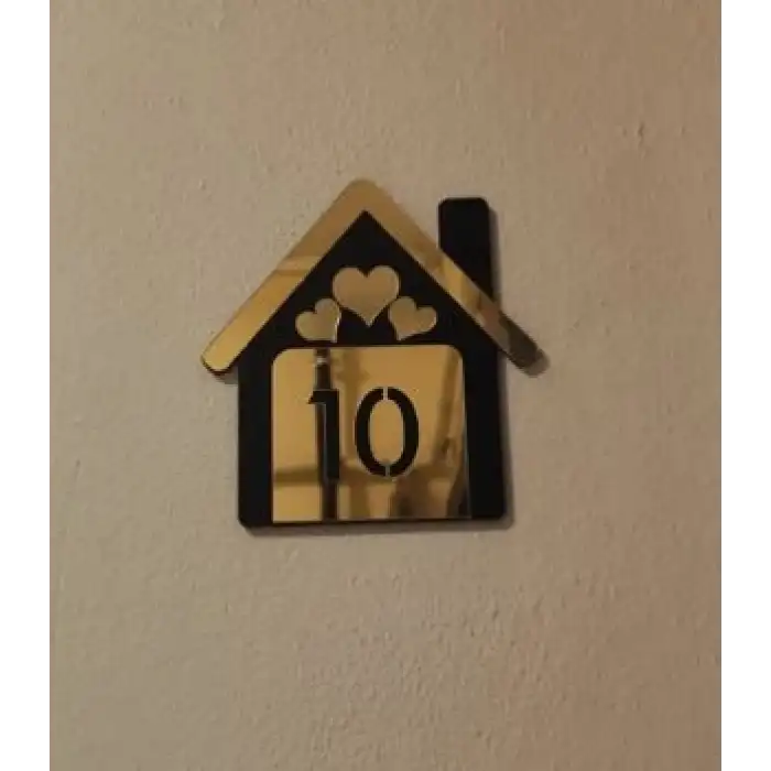 Kişiye Özel Dekoratif Ev Temalı Daire Kapı Numarası Kapı Süsü