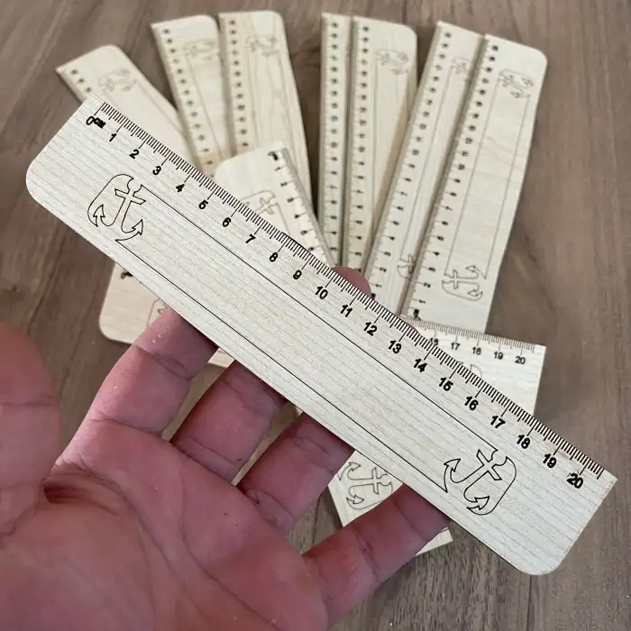 Lazer Kesim Ahşap Cetvel 20 cm