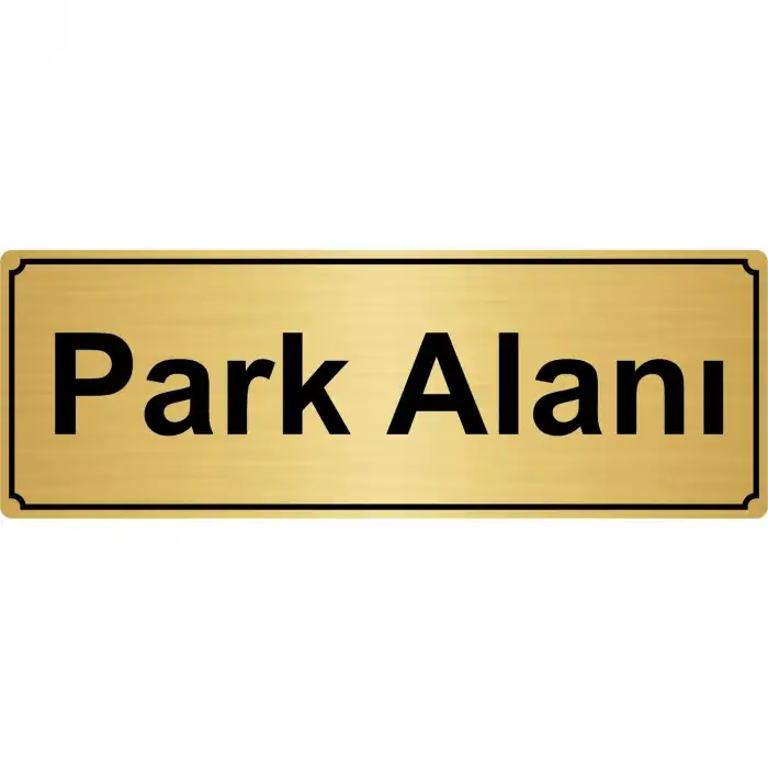 Park Alanı Yönlendirme Levhası 7 x 20 cm Altın Renk Metal