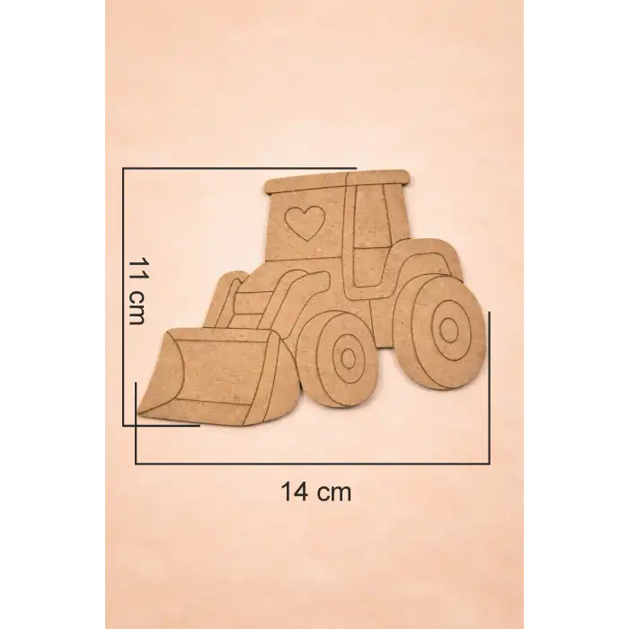 Sevimli Iş Makinası Ahşap Boyama 14x12 cm