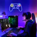 Gamer Playstation Oyun Kolu Işıklı Neon Tabela