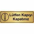 Lütfen Kapıyı Kapatınız Yönlendirme Levhası 7 x 20 cm Altın Renk Metal