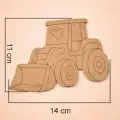 Sevimli Iş Makinası Ahşap Boyama 14x12 cm