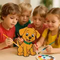 Sevimli Köpek Ahşap Boyama Figürü – Okul Öncesi DIY Etkinlik ve Sanat Aktivitesi