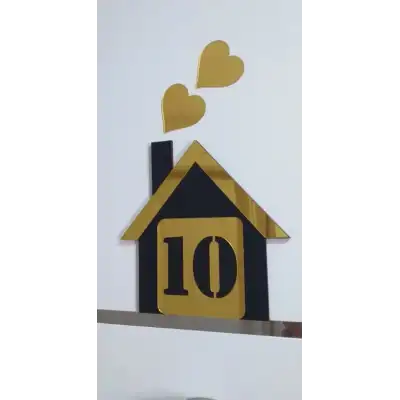 Kişiye Özel Dekoratif Ev Temalı Daire Kapı Numarası Kapı Süsü